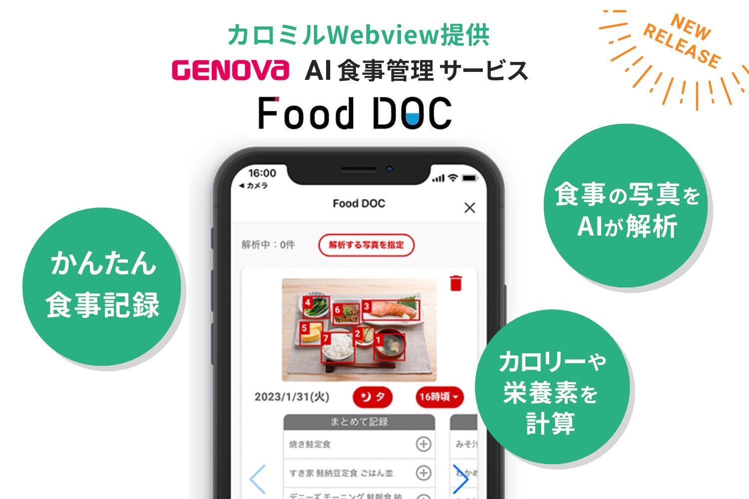 「カロミル」の食事記録機能を自社アプリへ追加できる「カロミルWebView」初導入！食事管理サービス「Food DOC（フードドック）」に連携
