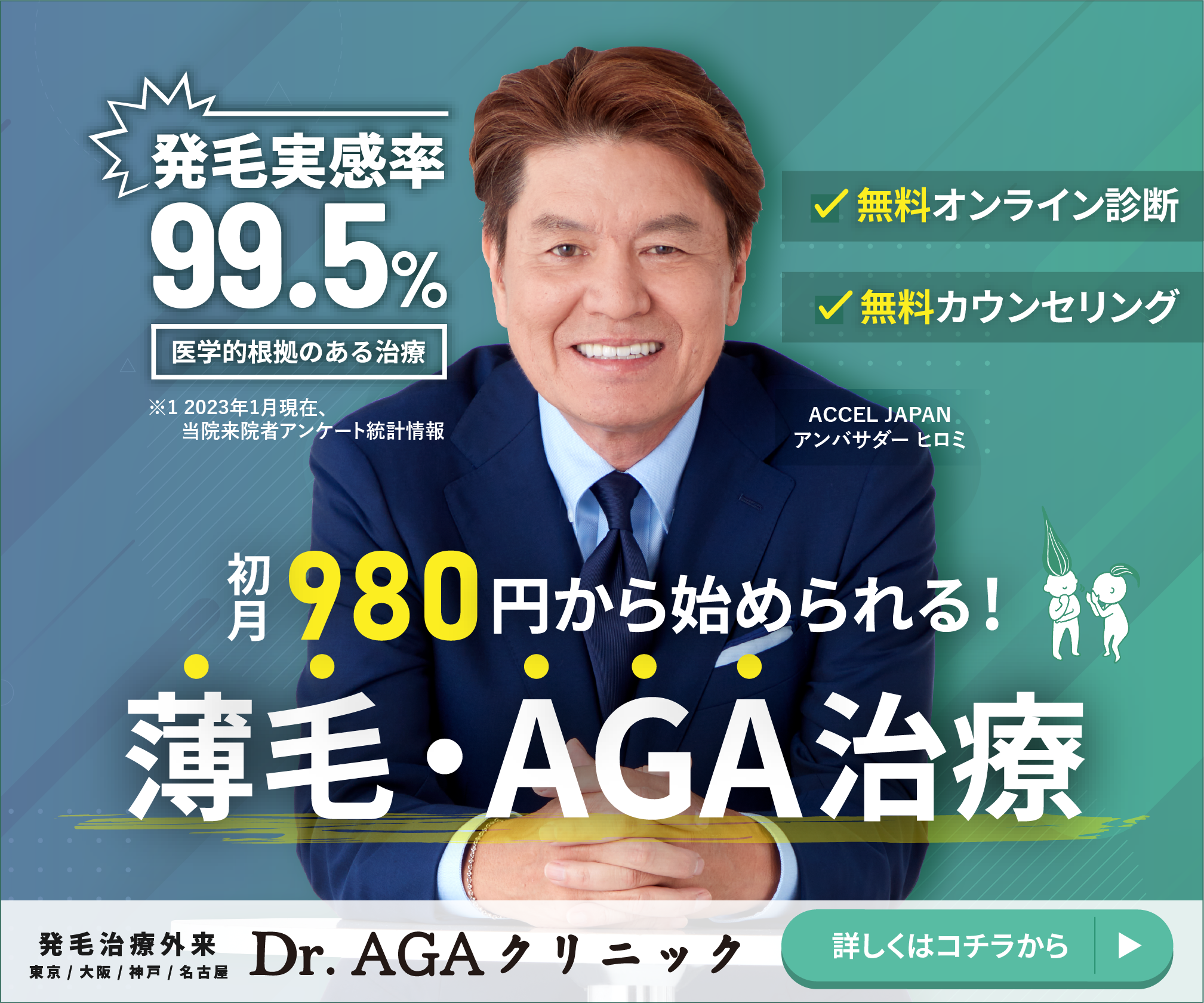 AGA・薄毛治療「Dr.AGAクリニック」は ACCEL JAPAN アンバサダーヒロミ