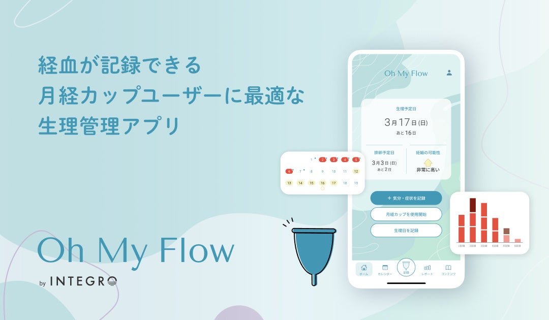 インテグロが月経カップユーザーに最適な生理管理アプリ「Oh My Flow」のベータ版をリリース