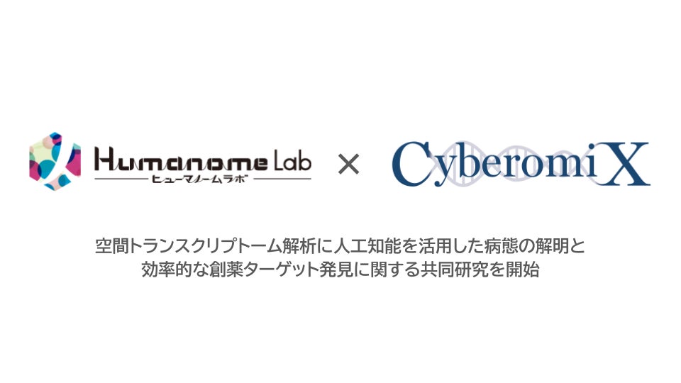 株式会社ヒューマノーム研究所は、株式会社CyberomiXと、空間トランスクリプトーム解析に人工知能を活用した病態の解明と効率的な創薬ターゲット発見に関する共同研究を開始します