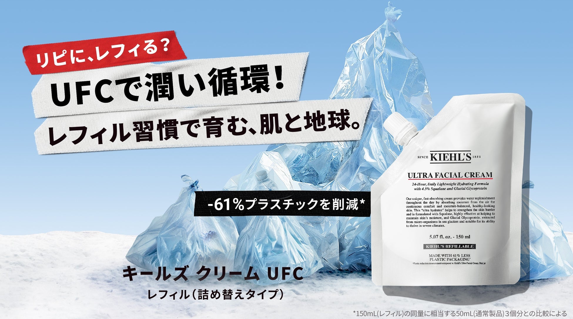 キールズができる、肌と地球のこれからのために。使い捨てプラスチックの軽減を目指すキャンペーンを9月19日（木）より開始「リピに、レフィる？ – UFCで潤い循環！レフィル習慣で育む、肌と地球。」