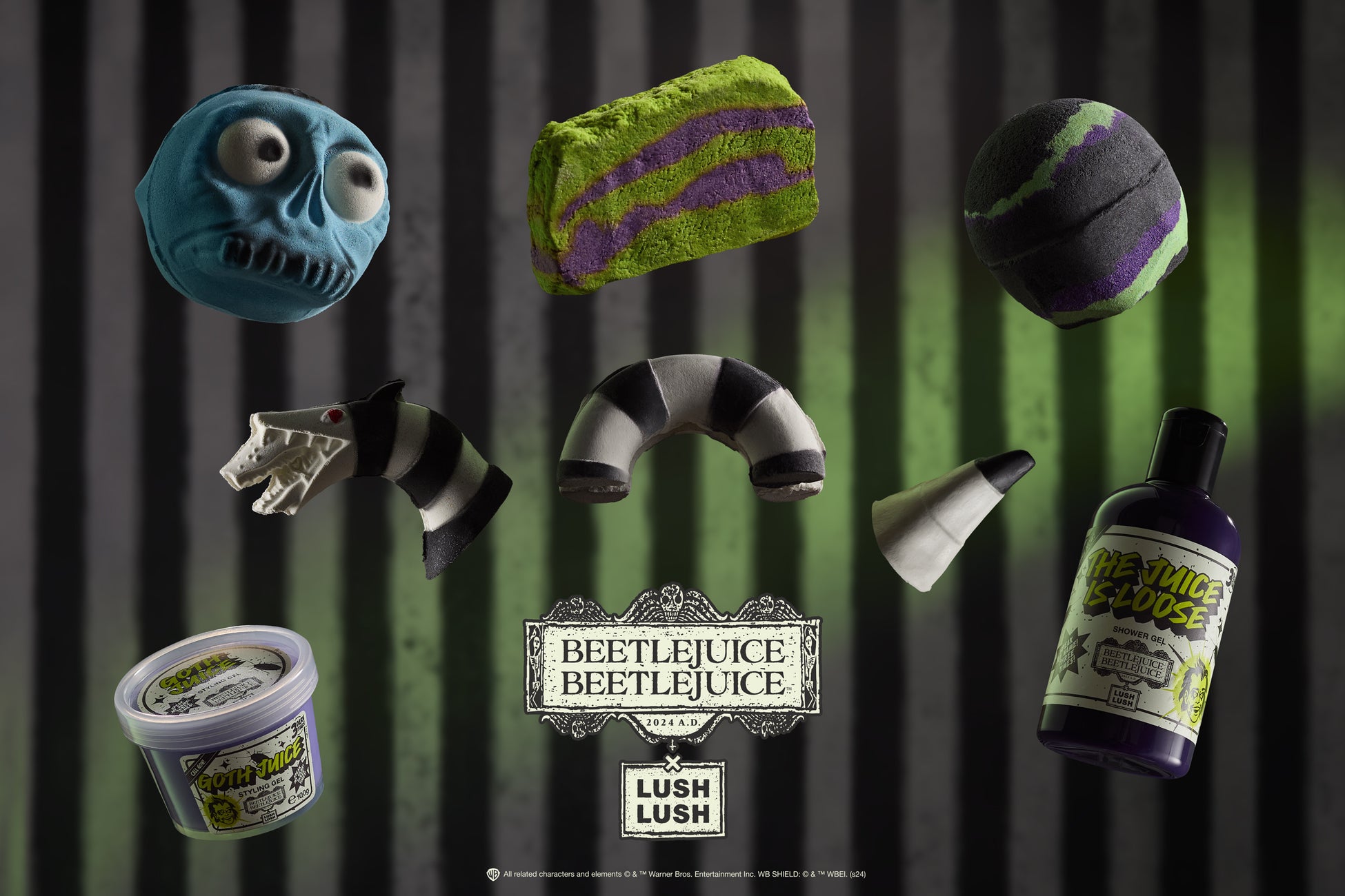 ＜ Beetlejuice Beetlejuice x Lush ＞　映画『ビートルジュース ビートルジュース』の公開を祝して、限定コラボレーション商品全6種を9月19日（木）より発売。