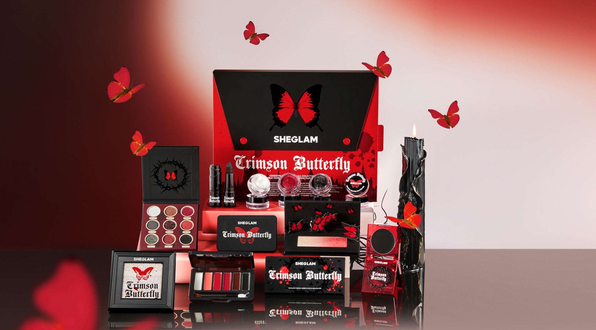 SHEGLAM 2024年ハロウィンコレクションに、漆黒な闇に舞う紅い蝶が織り成す『Crimson Butterfly Collection』が初登場！