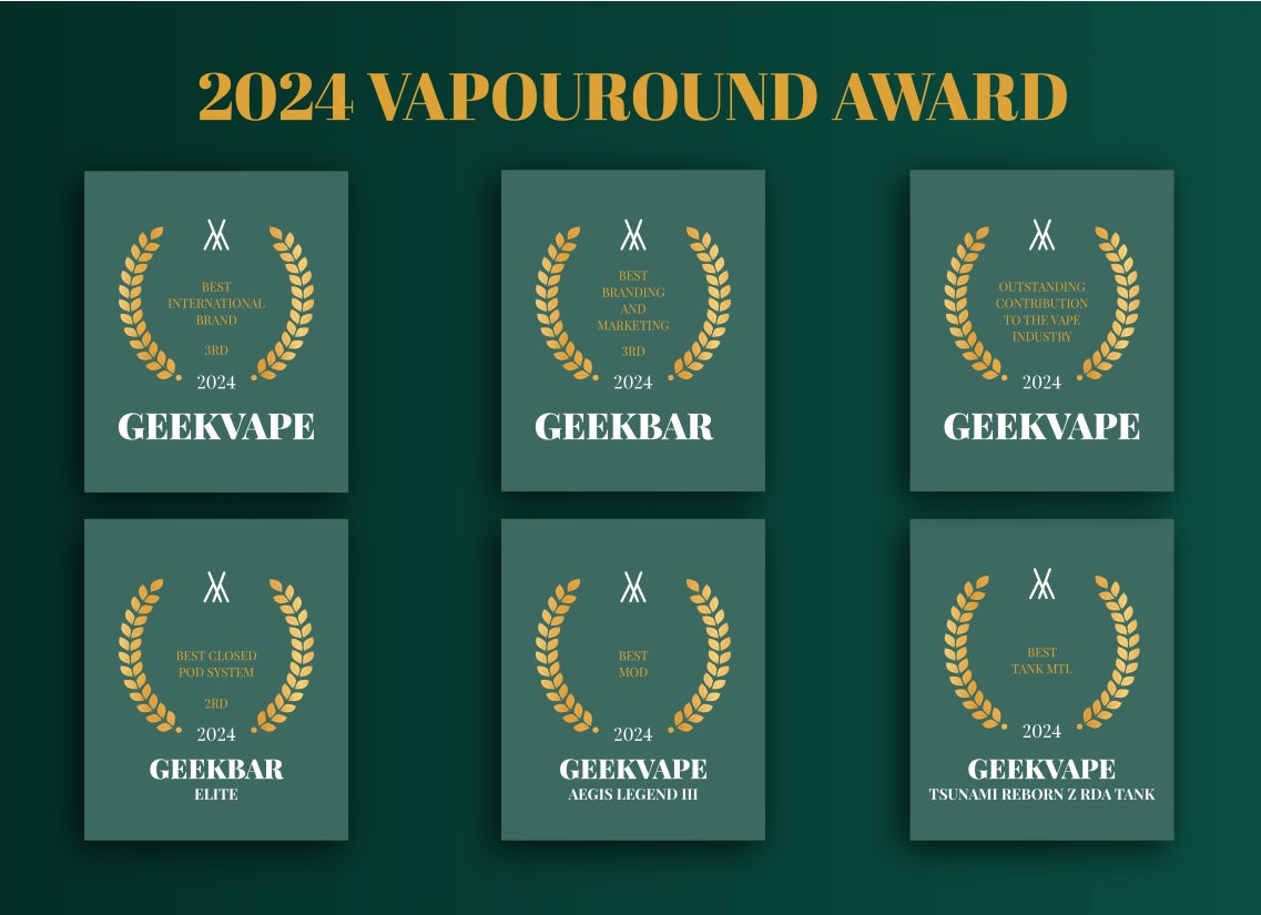 GeekvapeおよびGeekbar、Vapouround Awards 2024において6つの栄誉ある賞を獲得し、グローバルリーダーシップを強化