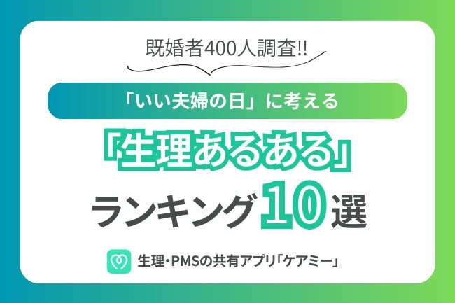 いい夫婦の日に考える、「生理あるある」ランキング 10選