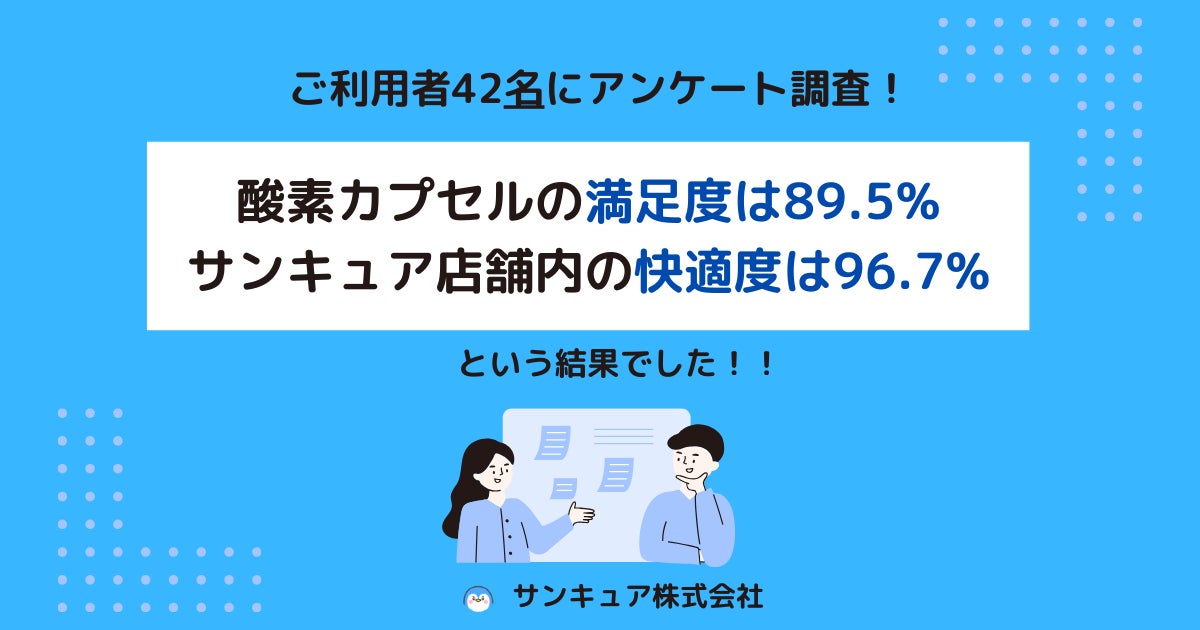 酸素カプセル利用者の89.5%が満足と回答　個室タイプの酸素カプセル×コワーキングスペース「サンキュア三鷹店」がユーザー満足度調査を公開