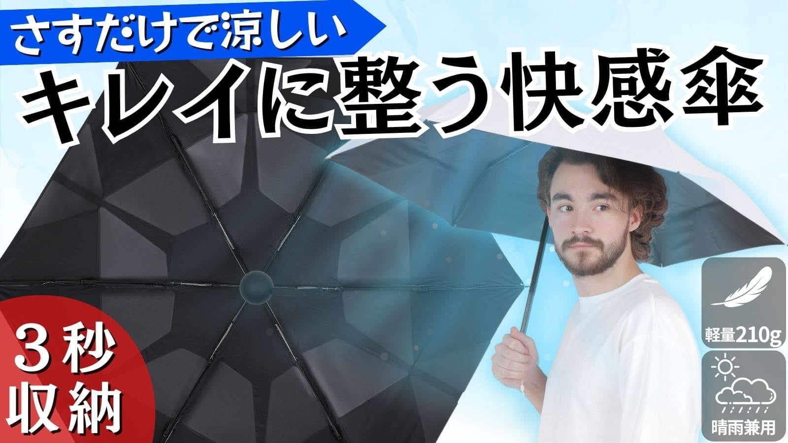 【特殊加工でキレイに3秒で整う】太陽光・暑さ・雨に強い超軽量折りたたみ傘「nurenu Air w」がMakuakeで先行販売開始！