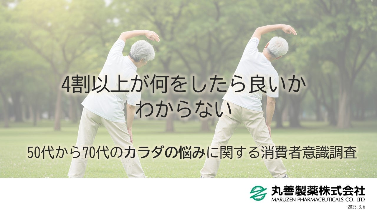 4割以上が何をしたら良いかわからない　－50代から70代のカラダの悩みとその対策についての調査を実施－