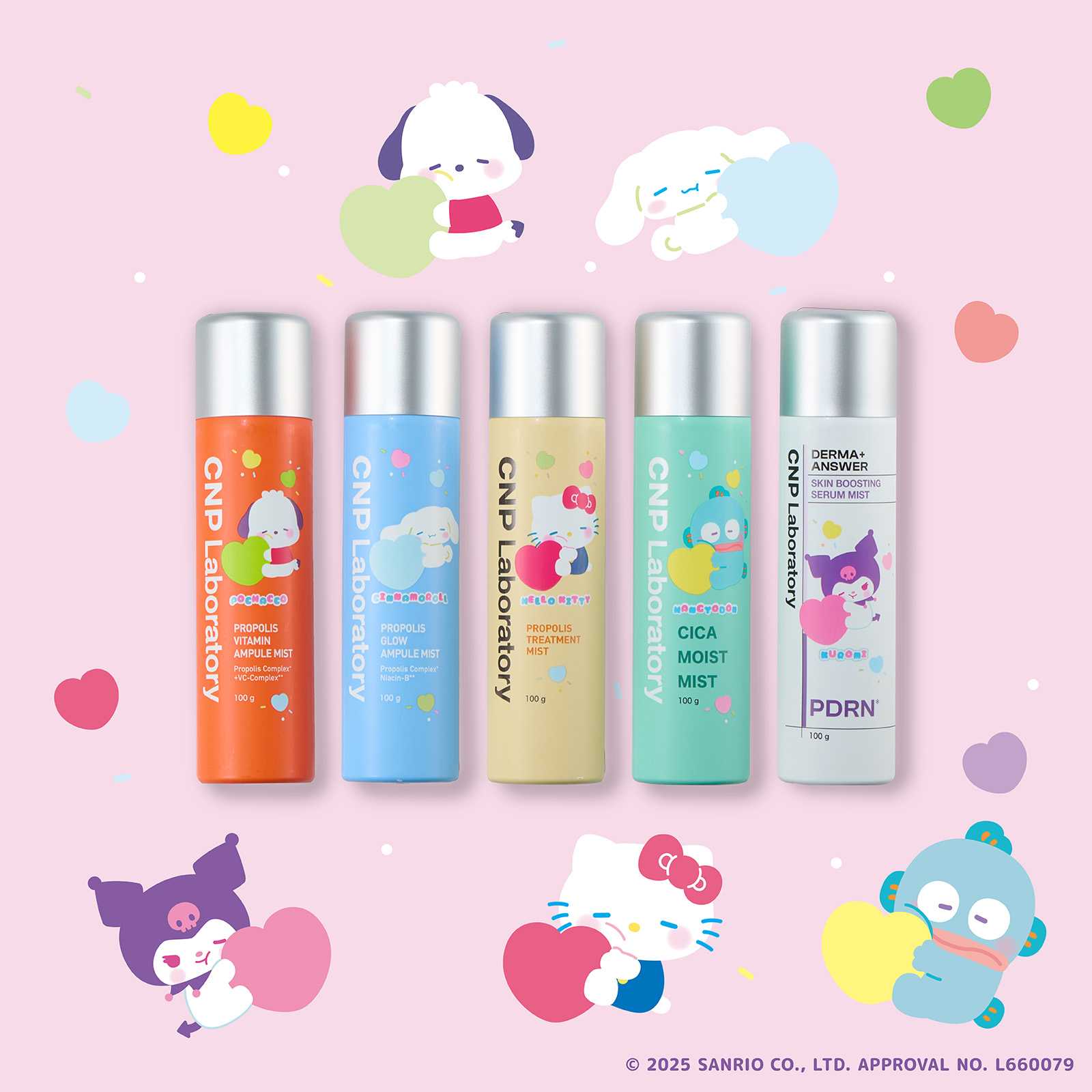 韓国発のダーマコスメブランド「CNP Laboratory」のミスト化粧水から「サンリオキャラクターズ」限定コラボデザイン5種が登場！
