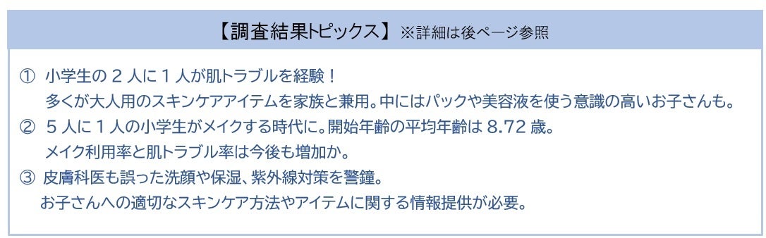 【ファンケル】～小学生の肌に関する実態調査～　小学生の2人に1人が肌トラブルを経験！5人に1人が「普段からメイク」をし、そのうち約8割が肌トラブル経験
