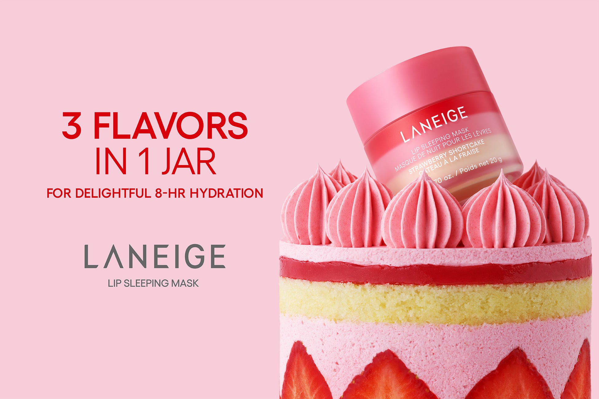 [LANEIGE] ショートケーキをひとくち頬張ったような、幸せ広がる。世界で2秒に1個売れている*¹リップスリーピングマスクから３層で楽しむフレーバー「ショートケーキ」が新登場！