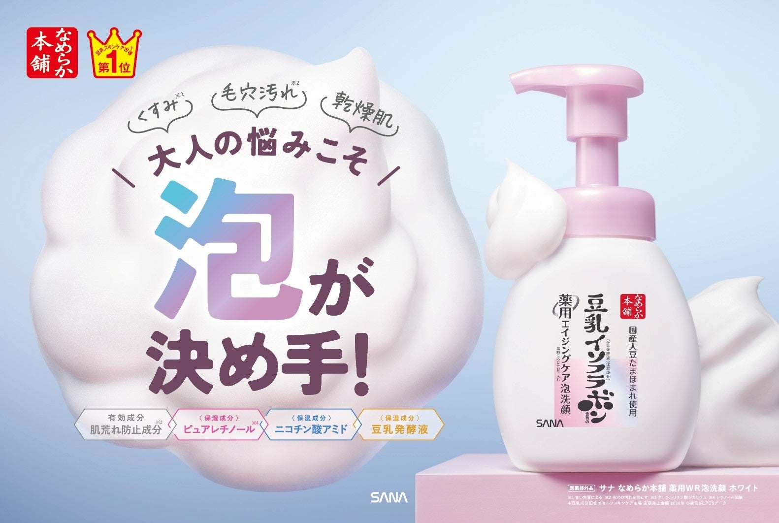 【8月5日】豆乳スキンケア市場No.1*1『なめらか本舗』から大人のタイパケアを叶える「薬用」エイジングケア※1新アイテム登場