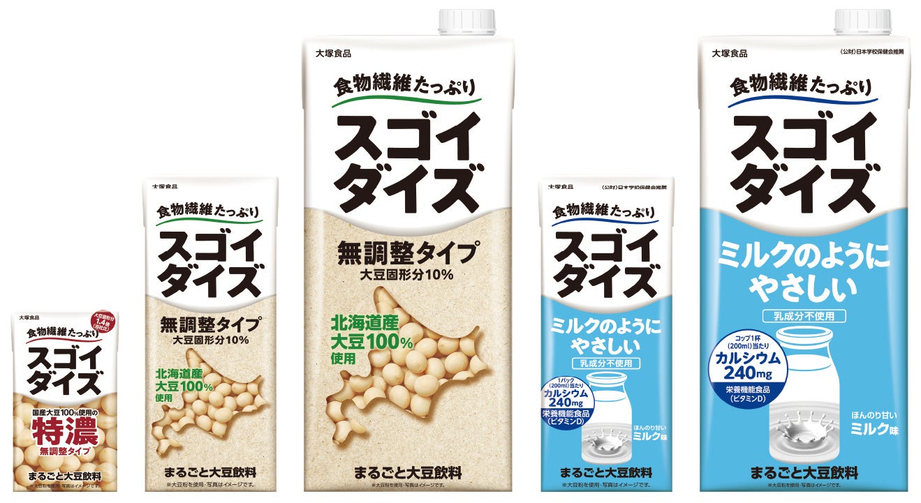 食物繊維たっぷり！まるごと大豆飲料『スゴイダイズ』リニューアル　 パッケージ刷新、手軽に飲める「無調整タイプ200ml」新登場！