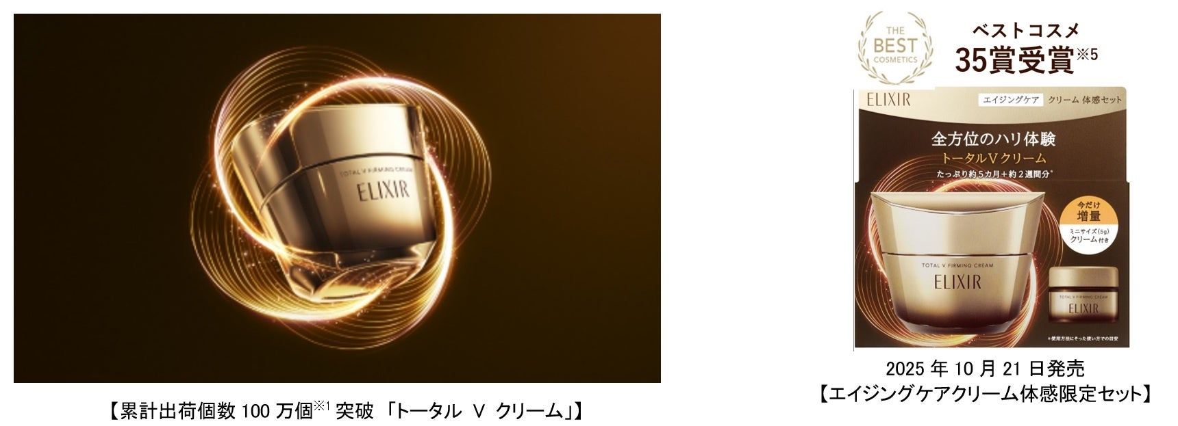 【累計出荷個数100万個※1 突破】エリクシールの全方位ハリ体験「トータル V クリーム」から数量限定品発売　～2025年10月21日（火）数量限定発売～