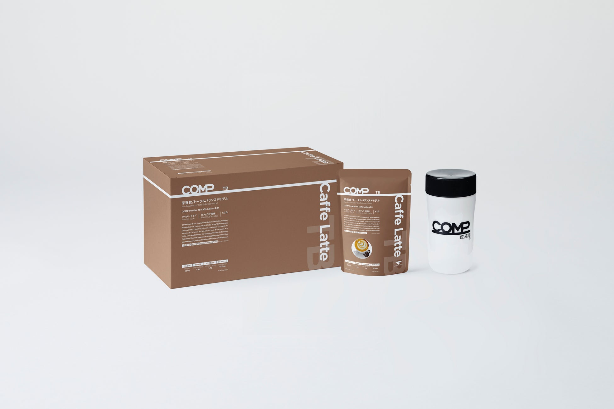 栄養も香りも、ひとつ上の完成度へ。完全食＊『COMP』カフェラテ フレーバーがメジャーアップデート。1食あたりたんぱく質20g、総ポリフェノール含有量1,031mg配合。
