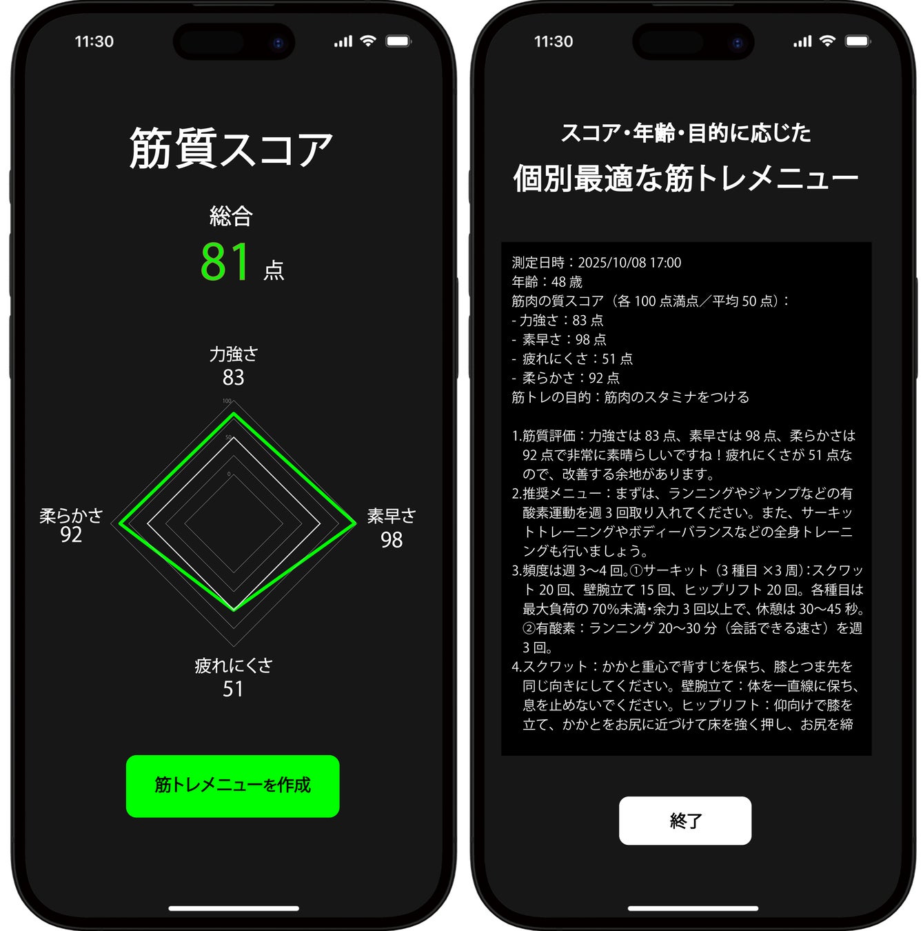 【11/2 全国放映】最先端の筋肉可視化プラットフォーム「筋肉Phone」—筋質スコア4要素と個別最適メニューを紹介予定