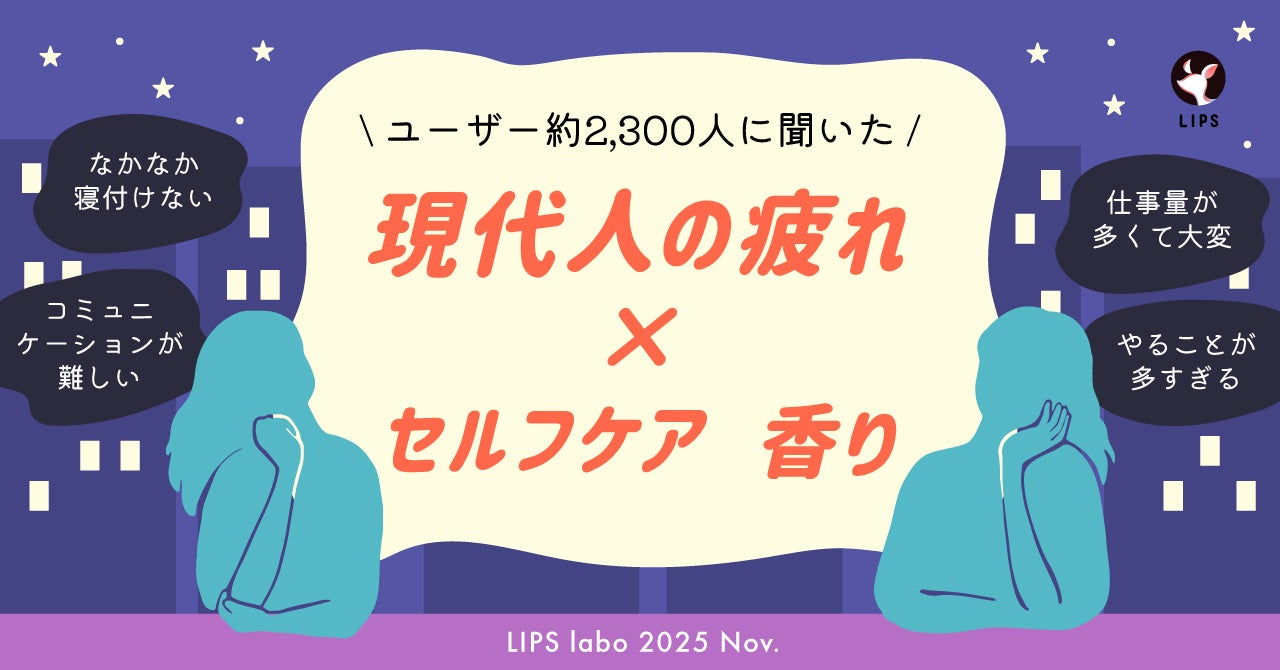 【LIPS labo】約9割が疲れている！？現代人の疲れの実態とは。疲れを癒すセルフケア・香りのニーズを調査【2025年11月号】