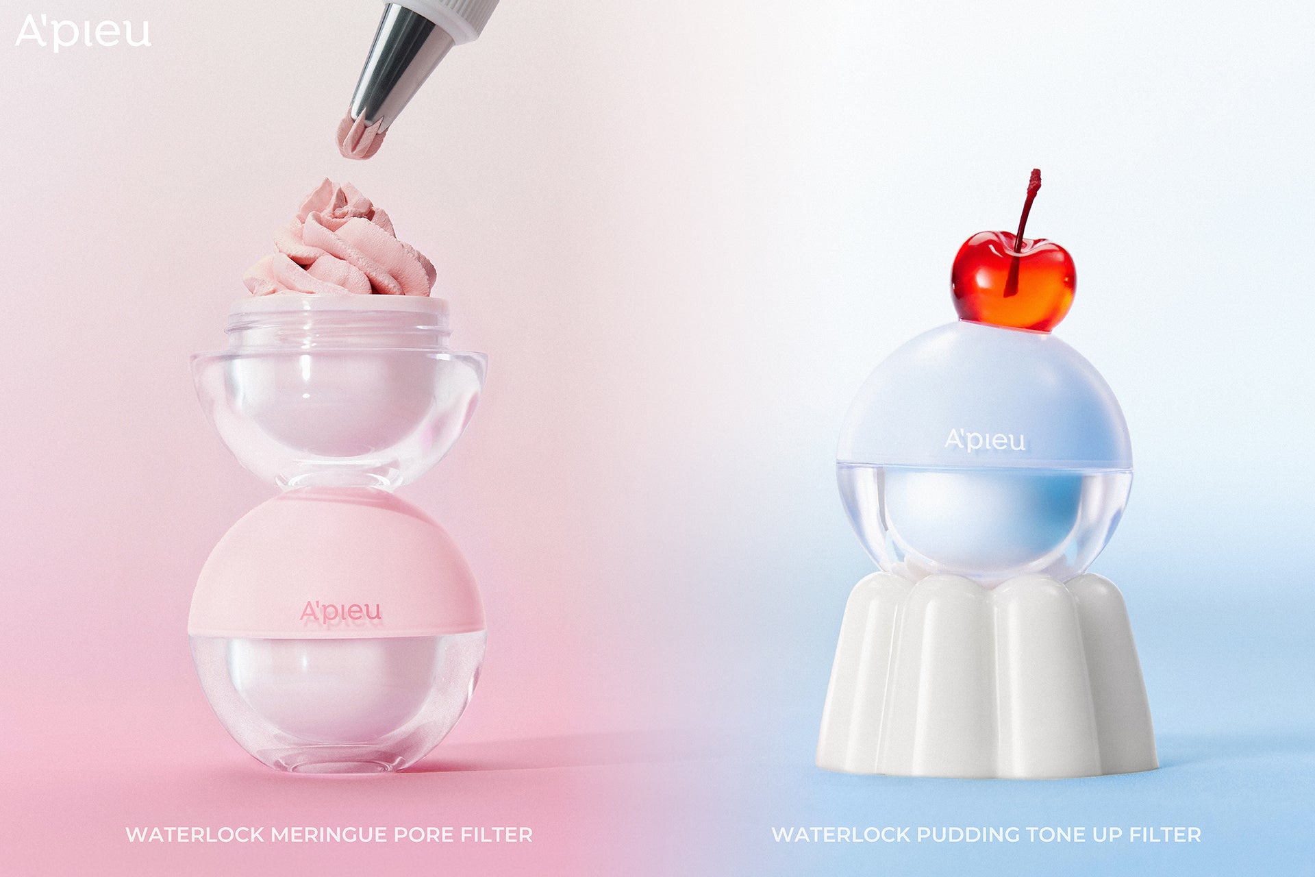 毛穴レスの極上なめらかフィルター肌へ。メレンゲとプリンをイメージした2種類のクリーム下地がA’pieuから新発売