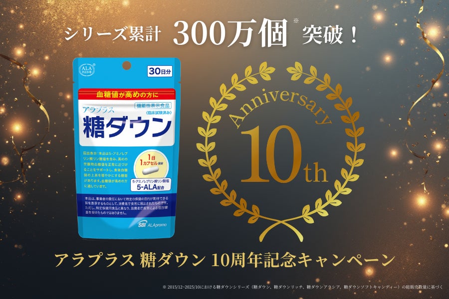 本格血糖値サプリ「アラプラス 糖ダウン」10周年記念キャンペーンのお知らせ