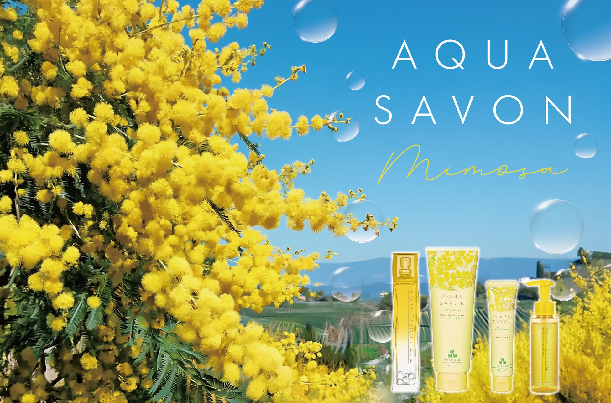 春の訪れを、香りで楽しむ。季節の香りとして親しまれてきた「アクア シャボン ミモザの香り」