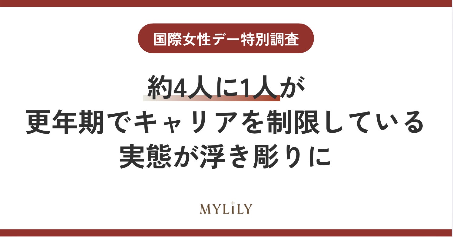 【国際女性デー】約4人に1人が更年期でキャリアを制限している実態が浮き彫りに。職場の理解不足と更年期症状は「病気ではない」という思い込みが、専門医療へのアクセスに大きく影響