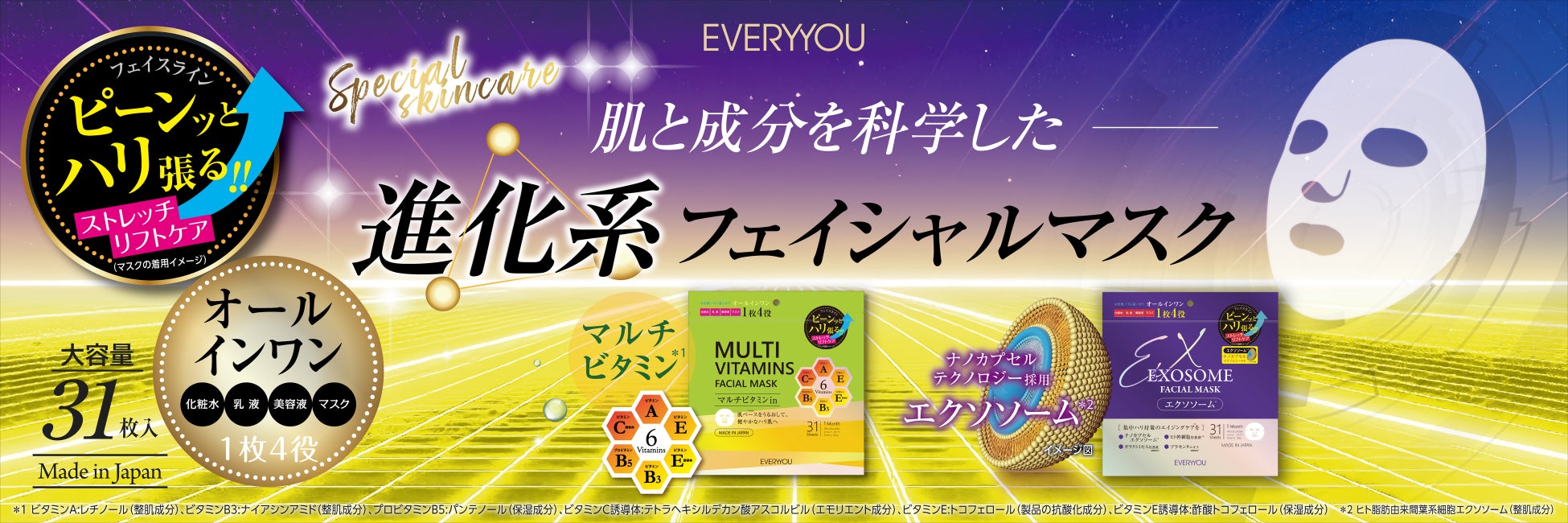 マルチビタミン(＊1)チャージ！ハリツヤ美肌へショートカットする進化系オールインワンフェイシャルマスク発売