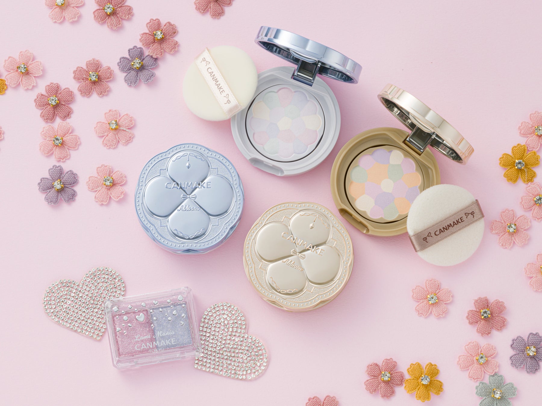 【キャンメイク】フェイスパウダー『～Abloom～シリーズ』から待望のminiサイズが登場!キラッキラなご褒美級ラメシャドウ「ラメマニア」新色も2026年3月下旬より発売