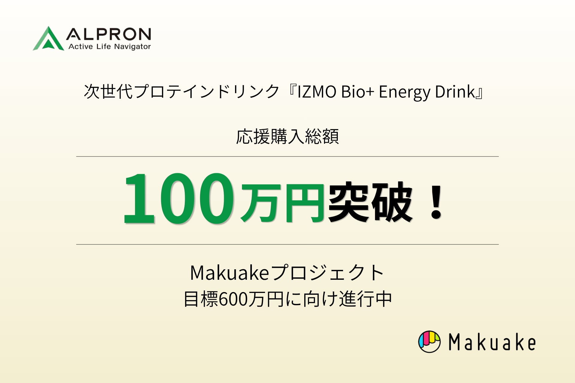 【アルプロン】「Honda DREAMO」採用の『IZMO Bio+ Energy Drink』Makuake応援購入総額が100万円を突破
