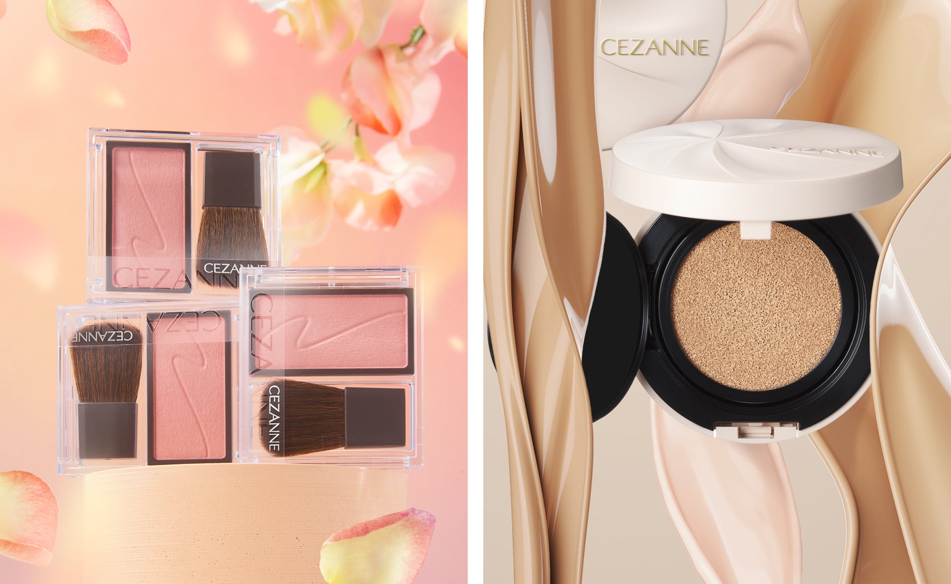 チークカテゴリー人気No.1*！チークブラッシュから多幸感のあるコーラルと“つるんと艶肌”続く薄膜カバーファンデから明るい新色登場