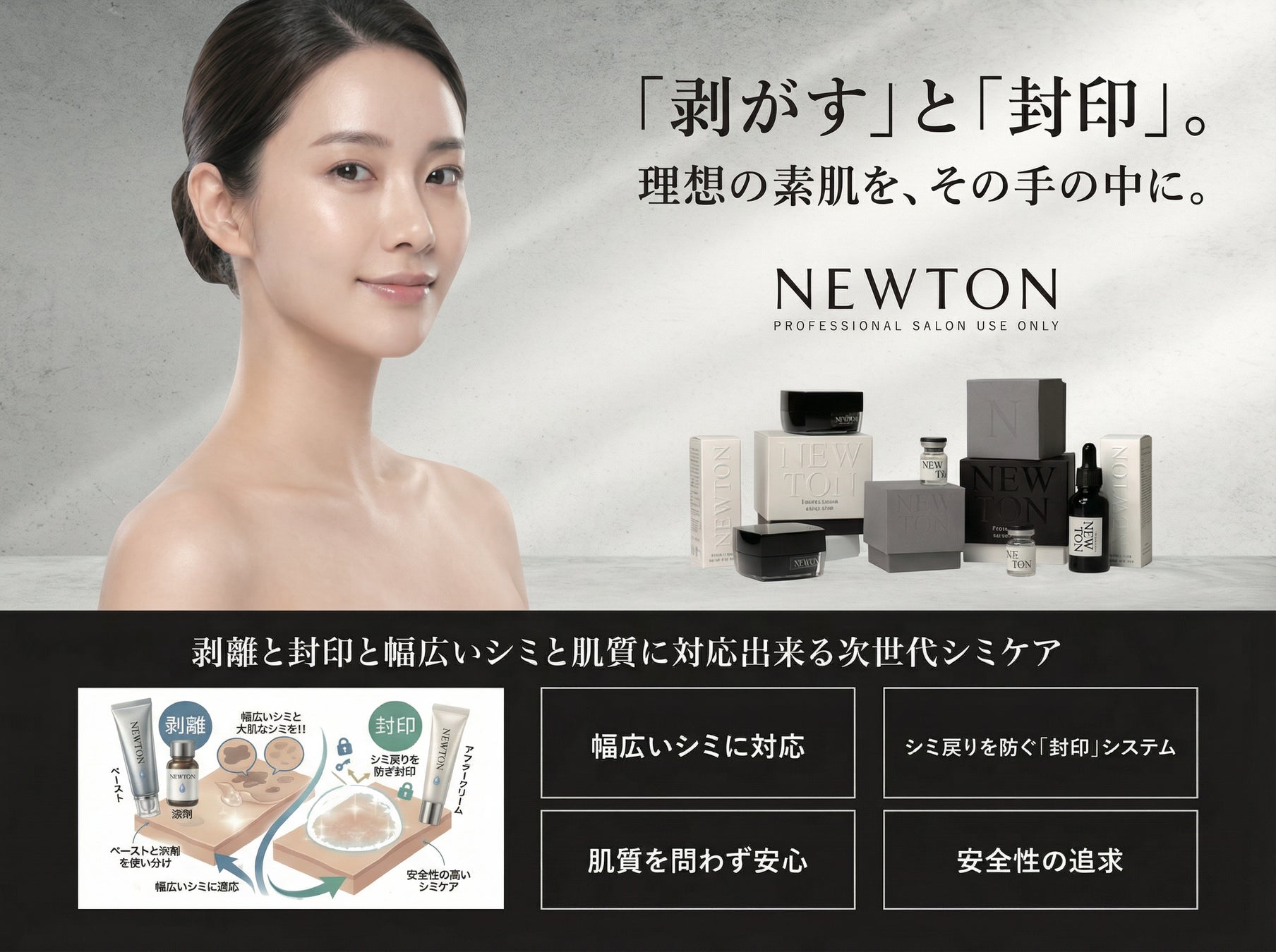 NEWTON（ニュートン） – 「剥離」と「封印」のダブルアプローチを具現化した新たなシミケアの選択肢