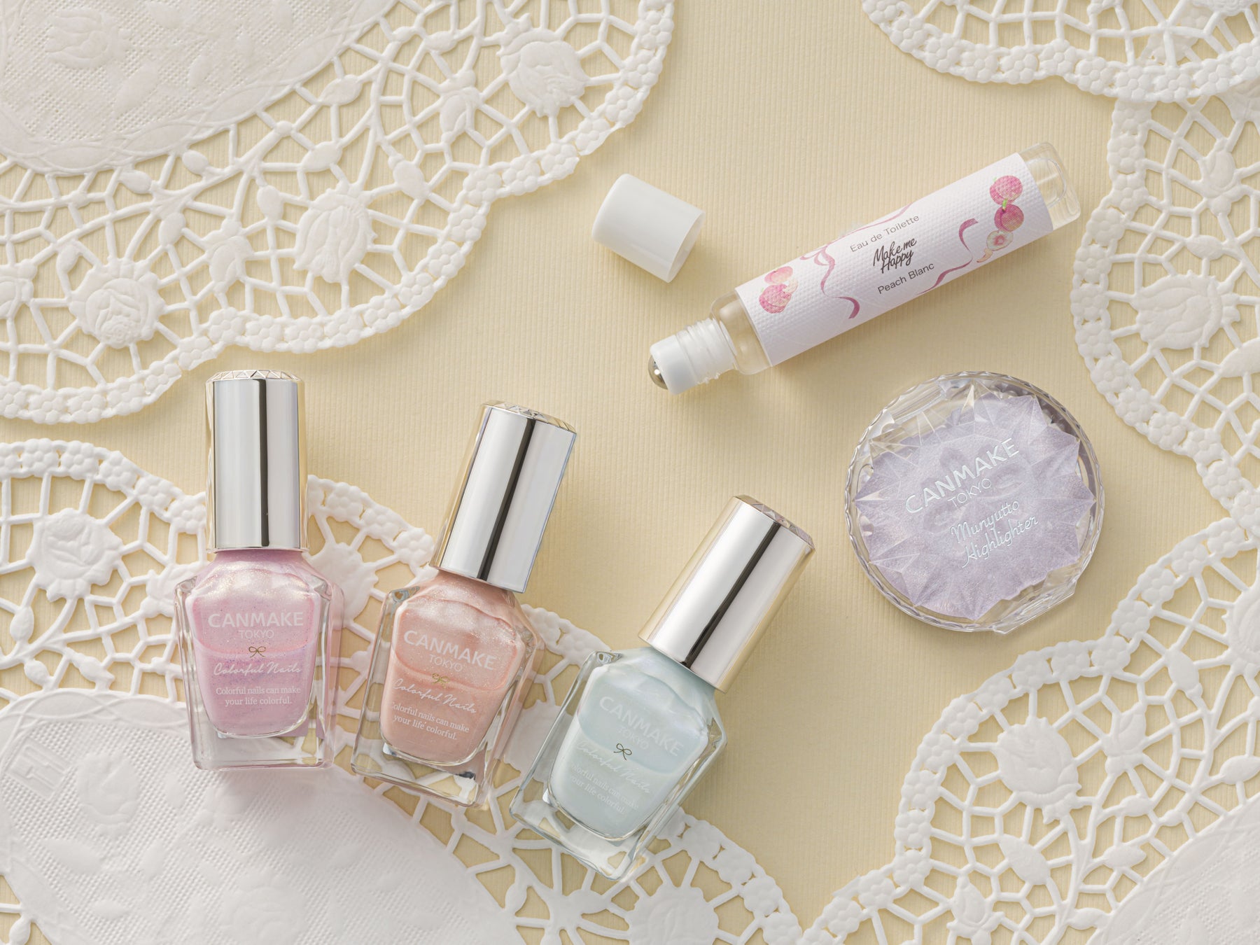 【キャンメイク】生レア質感の「むにゅっとハイライター」から儚げな白みパープルが登場！「カラフルネイルズ」新色パステルカラー、メイクミーハッピー「オードトワレ」新しい香りも2026年4月下旬より発売