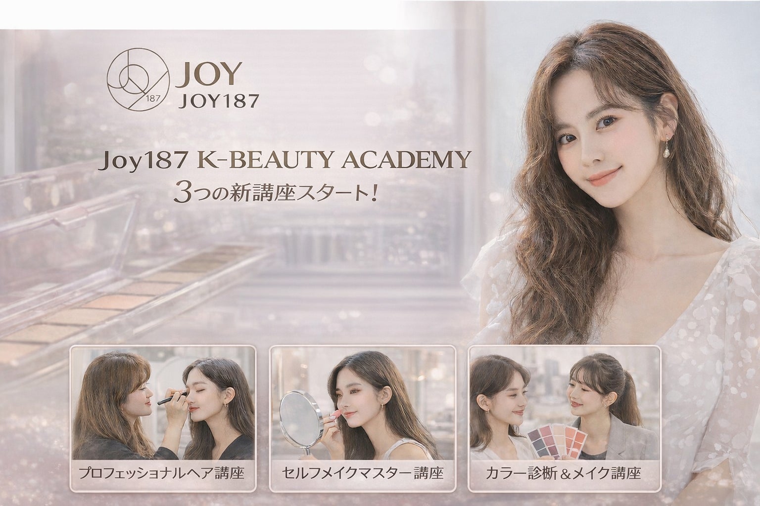韓国トップサロン「JOY187」監修　K-POPアイドル　ヘア＆メイク＆カラー理論を学べるK-BEAUTY ACADEMYが進化！プロ・一般向け3講座を同時展開