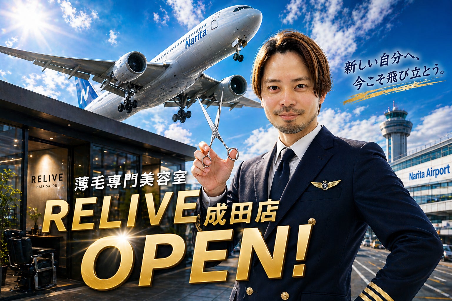 薄毛に悩む男性のための完全個室美容室RELIVE（リライブ）、成田に2026年5月オープン。千葉県内2店舗目。