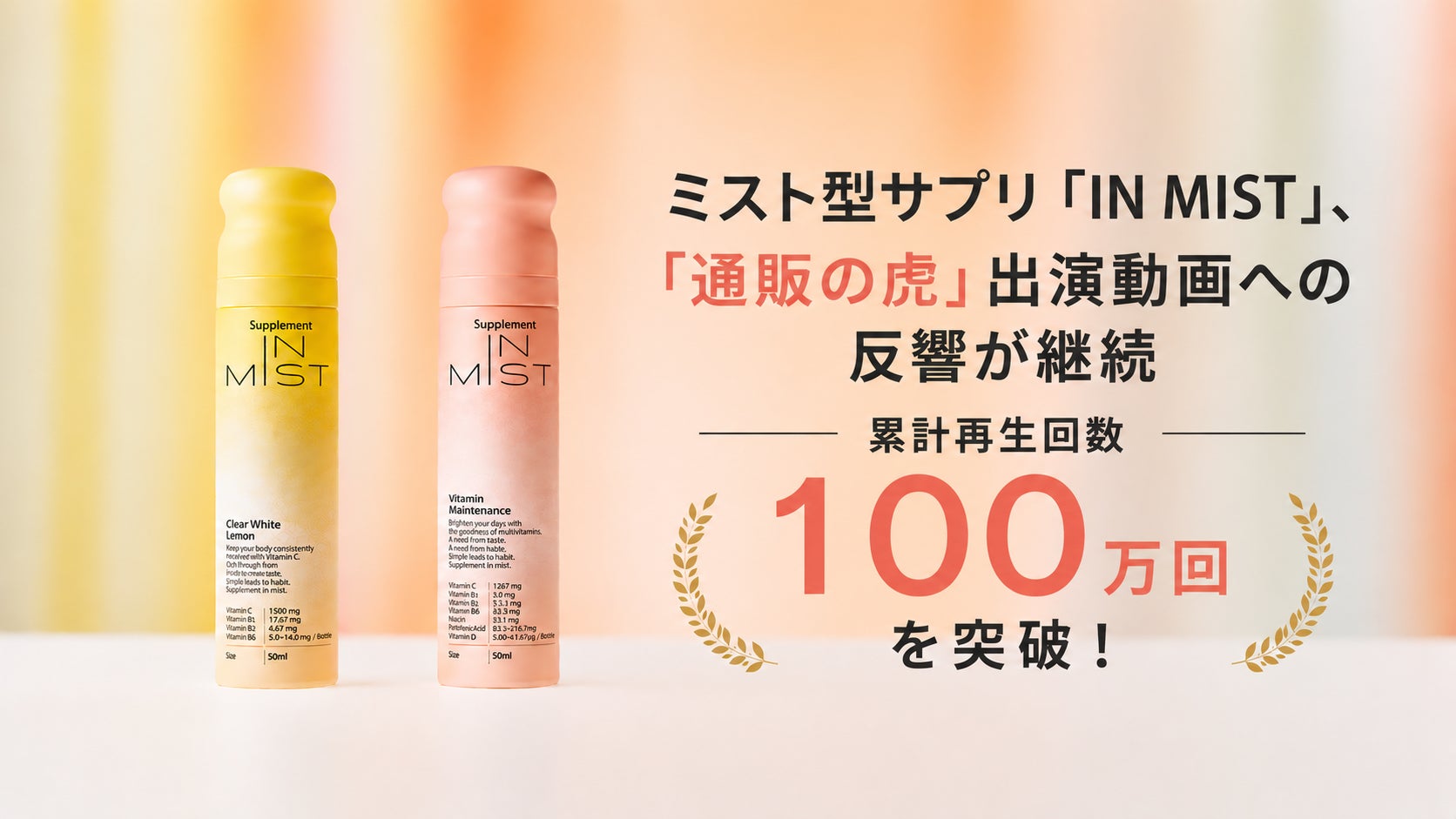 【100万回再生突破】ミスト型サプリ「IN MIST」、「通販の虎」出演動画への反響が継続
