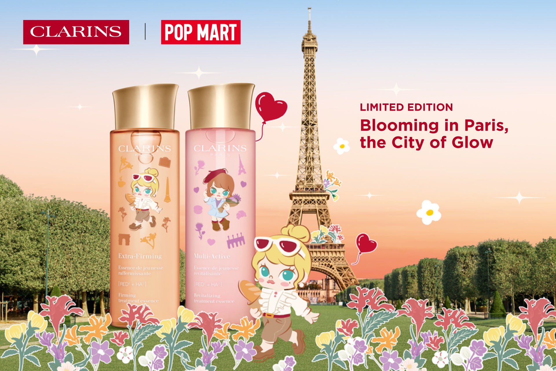 クラランスがPOP MARTとコラボレーション。モリーと巡る、パリの瞬き
