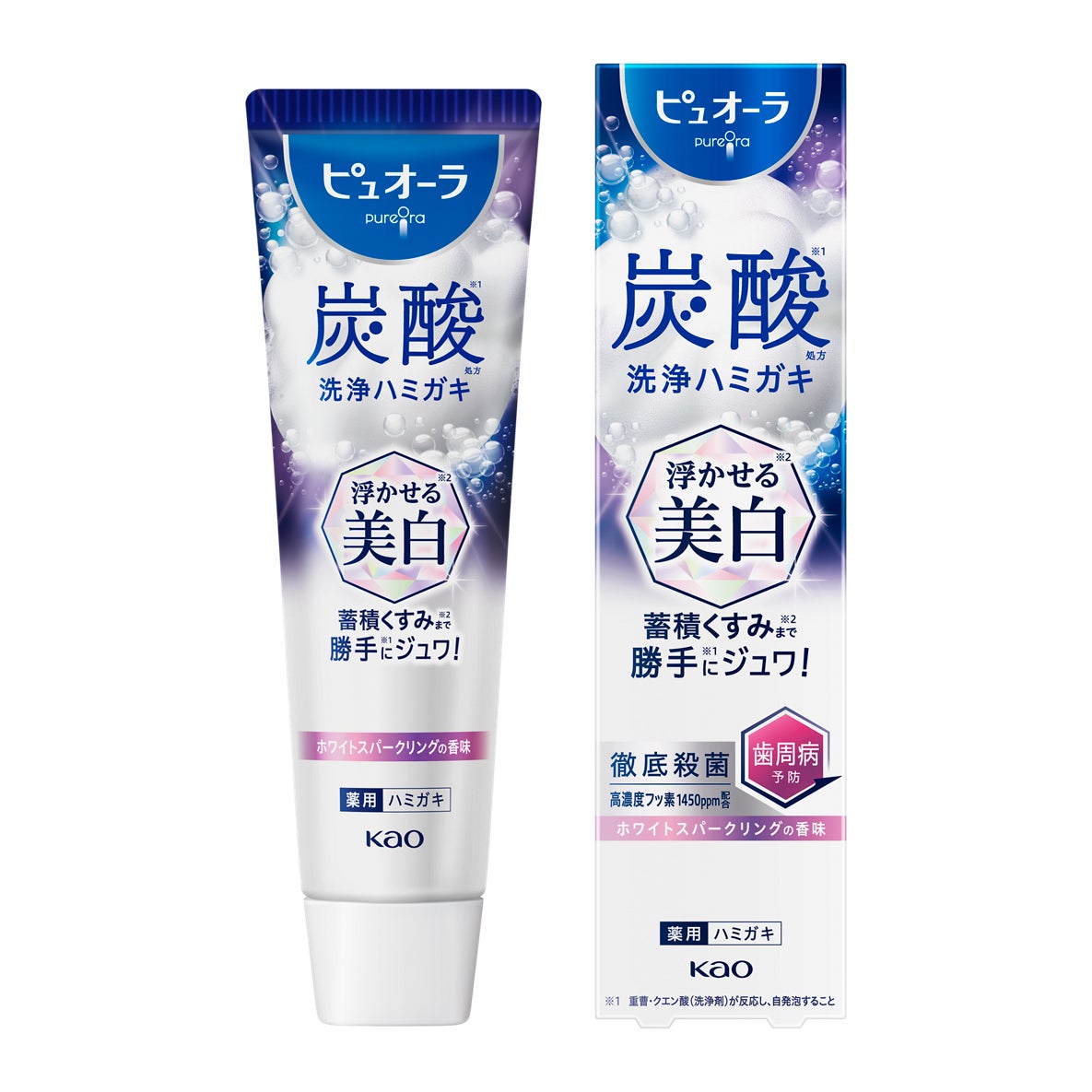 500万本*1 突破の「ピュオーラ　炭酸ハミガキ」、今度は“浮かせる美白”へ！炭酸*2 泡が蓄積したくすみ*3 まで*4 勝手に*2 ジュワッ！『ピュオーラ 炭酸ハミガキ 浮かせる美白』 新発売