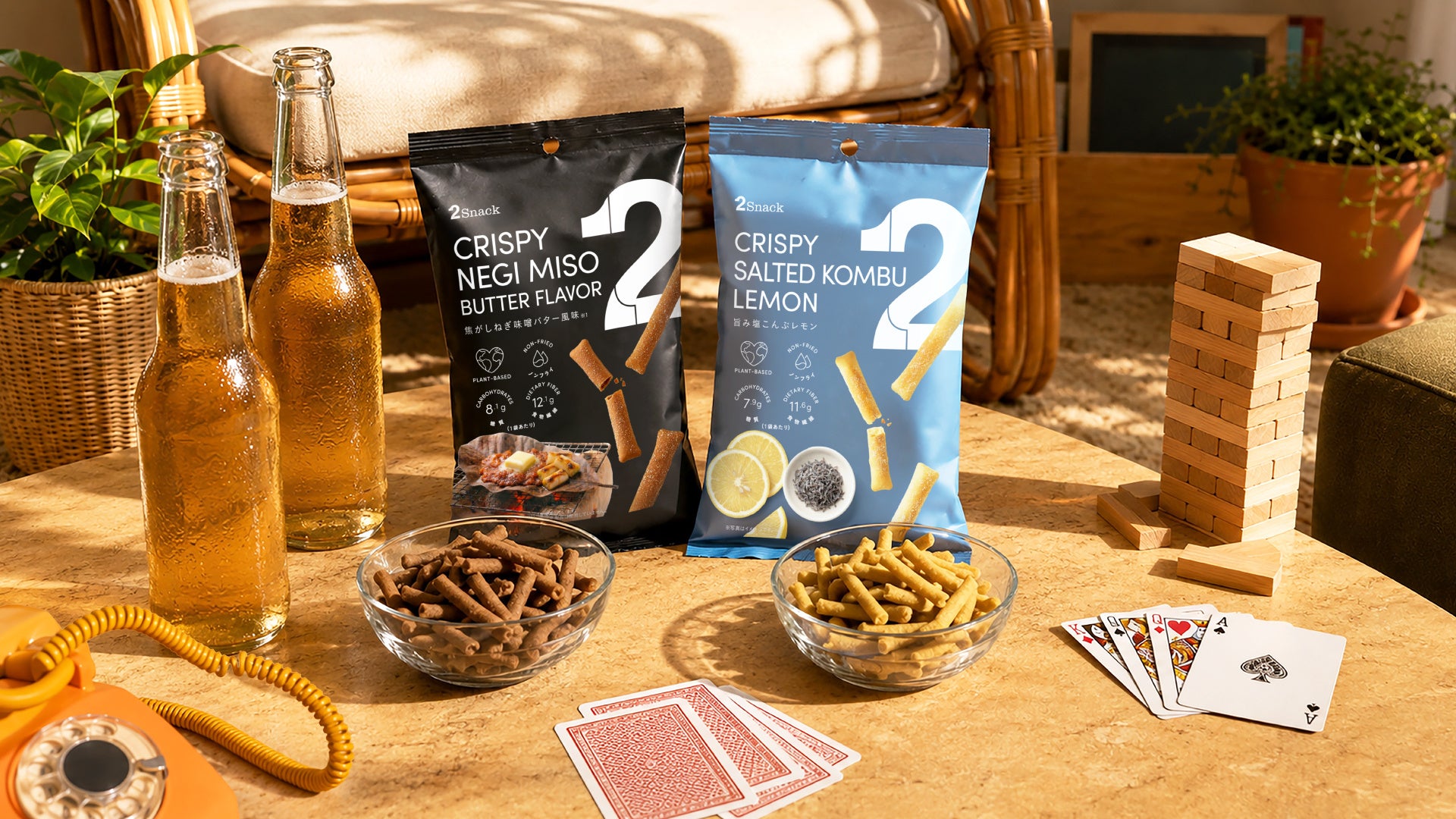 ギルトフリースナック「2Snack CRISPY」から、“旨み塩こんぶレモン” “焦がしねぎ味噌バター風味”※1 のお酒に合うフレーバー2種が7月2日（木）より新発売