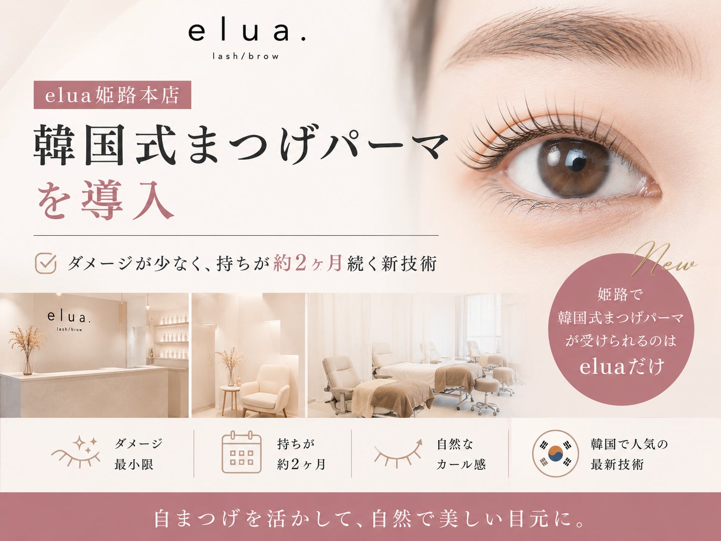 elua姫路本店、韓国式まつげパーマを導入──ダメージが少なく持ちが約2ヶ月続く新技術