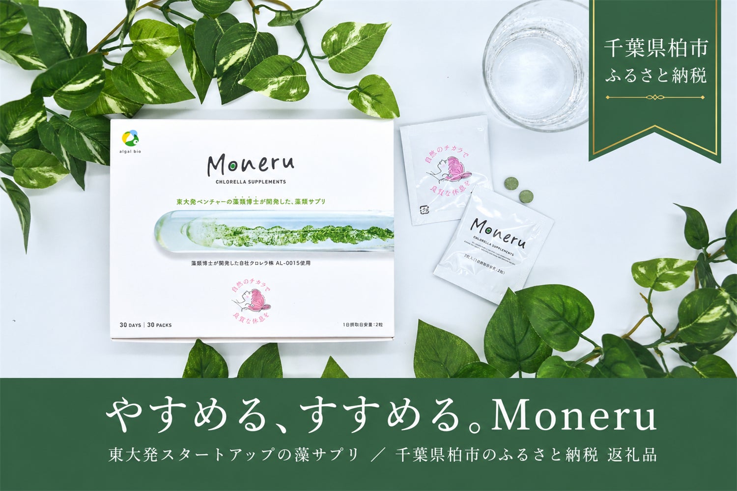 藻サプリ「Moneru（モネル）」が、生まれ故郷・千葉県柏市のふるさと納税 返礼品に登場