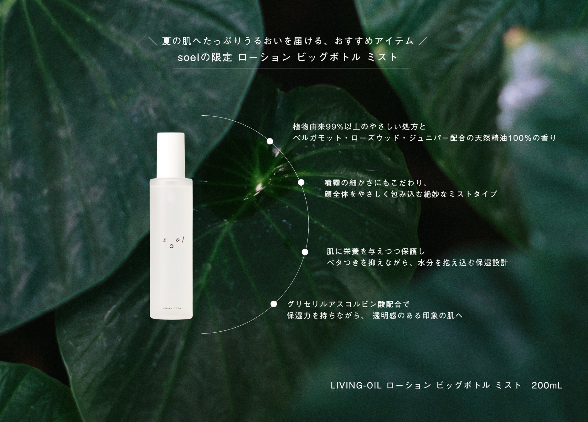【 soel 】夏の肌へたっぷりうるおいを届ける「限定 LIVING-OIL ローション ビッグボトル ミスト 200mL」を本日7月17日（金）より発売