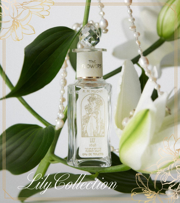 【MUCHA】人気フレグランス「LILY」が新ラベルで登場！『四つの花（1898年）』に着想を得た香りと、贈る喜びを彩るアイテムを発売
