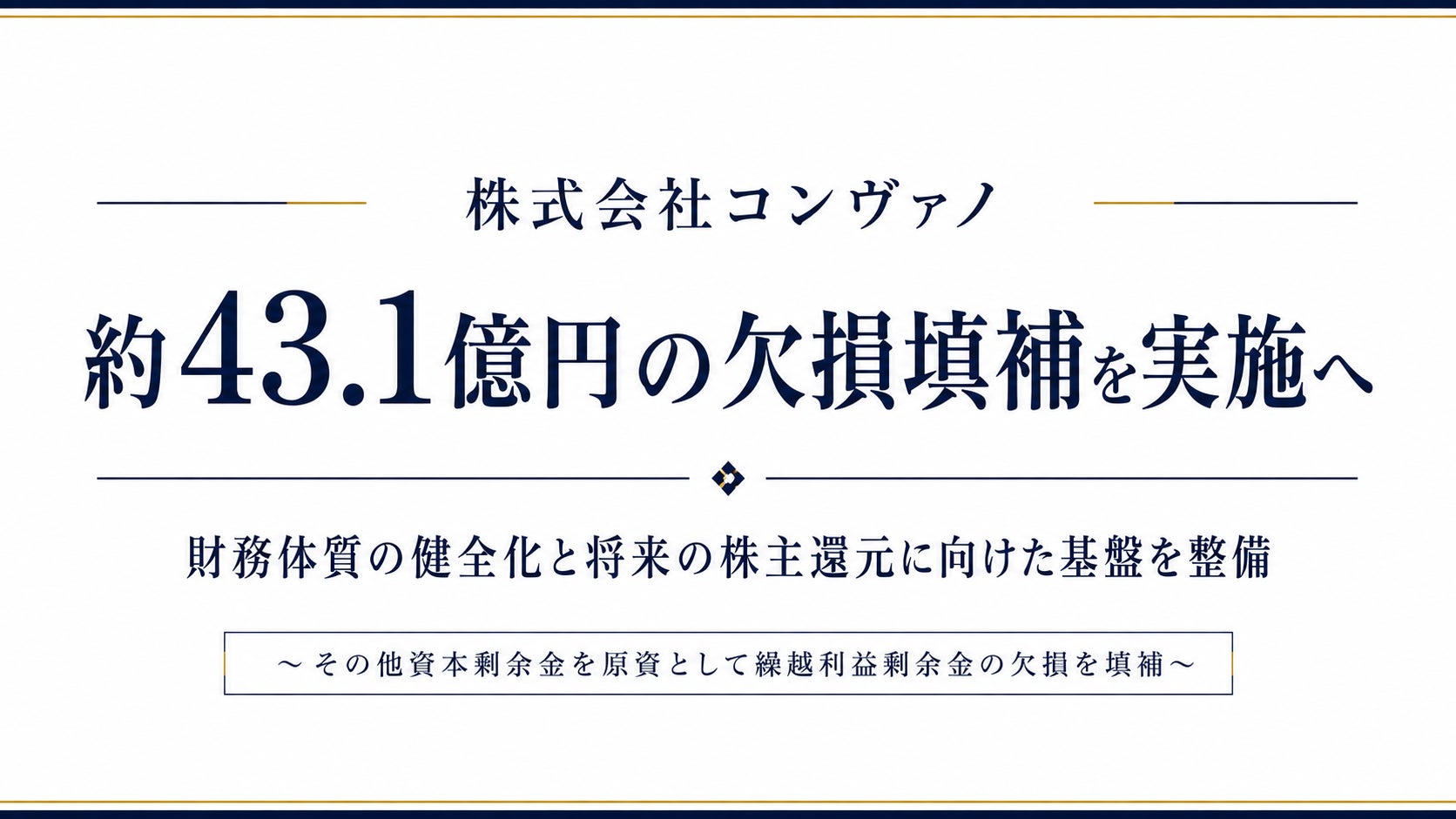 株式会社コンヴァノ、約43.1億円の欠損填補を実施へ　将来の株主還元に向けた基盤を整備