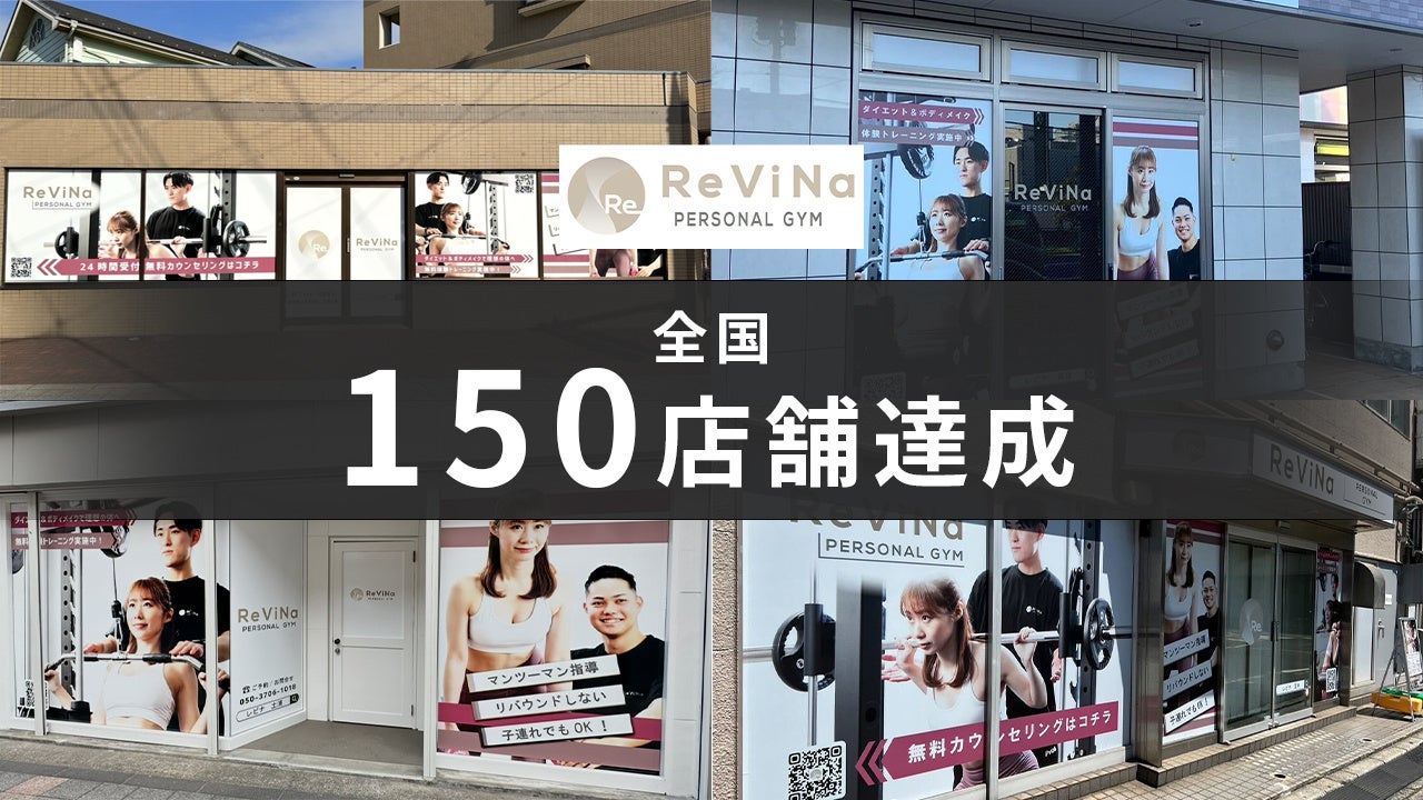 パーソナルジム「ReViNa（レビナ）」全国150店舗を達成── 100店舗達成からわずか10ヶ月、業界最速の出店ペースをさらに更新 ──