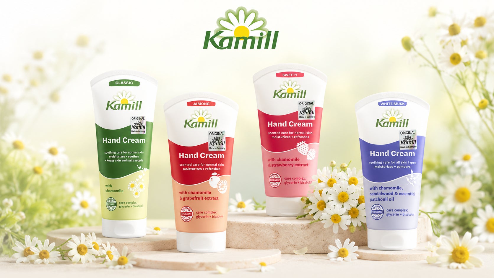 ドイツ生まれ、1836年創業の「Kamill（カミール）」が新パッケージへ。約180年続くハンドケアブランドの定番4種を日本で順次展開