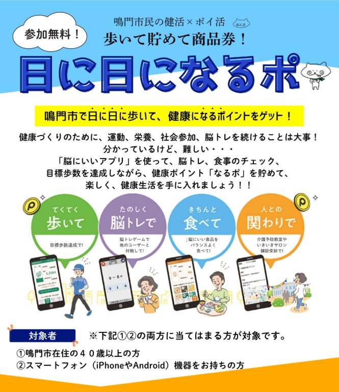 40歳から使える健康ポイント。鳴門市「なるポ」で健診や地域活動へ