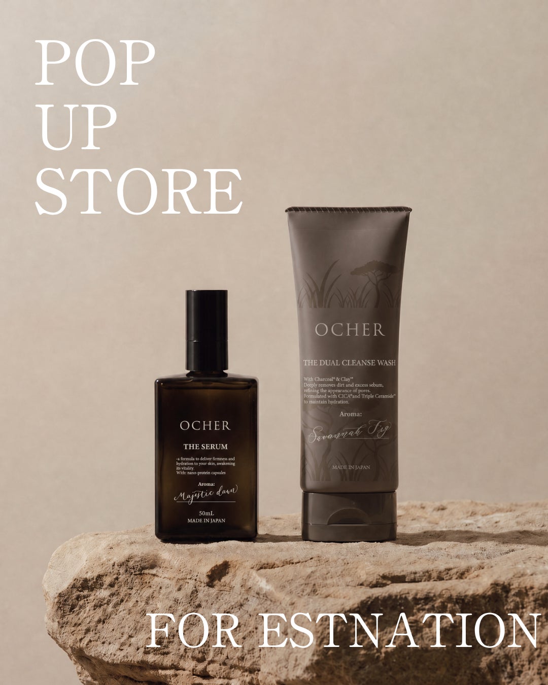 メンズスキンケアブランド「OCHER」、エストネーション六本木ヒルズ店に期間限定登場。9月17日よりPOP UPを開催
