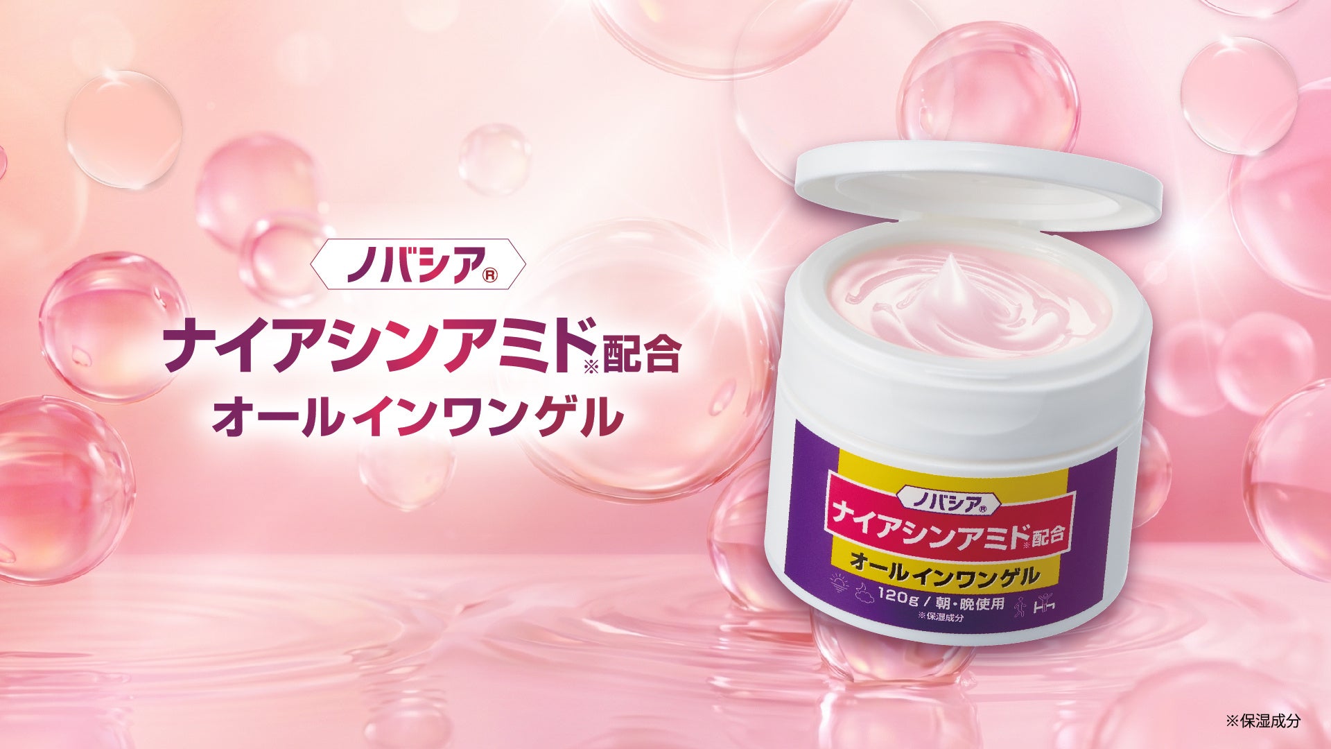 製薬メーカーと共同開発！乾燥・ハリ不足に、1品8役のうるおいチャージ。「ノバシア ナイアシンアミド配合オールインワンゲル」9/15発売
